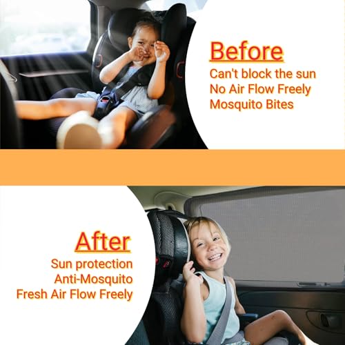 2 Pack Universal Car Rear Window Screen 25" x43'' for SUV, Pickup, Truck | Elastic Breathable UV Protection Car Window Cover for Camping Overnight Sleeping Baby Feeding Privacy Net for Ventilation - size: 25" x 43"
