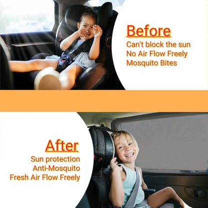 2 Pack Universal Car Rear Window Screen 25" x43'' for SUV, Pickup, Truck | Elastic Breathable UV Protection Car Window Cover for Camping Overnight Sleeping Baby Feeding Privacy Net for Ventilation - size: 25" x 43"