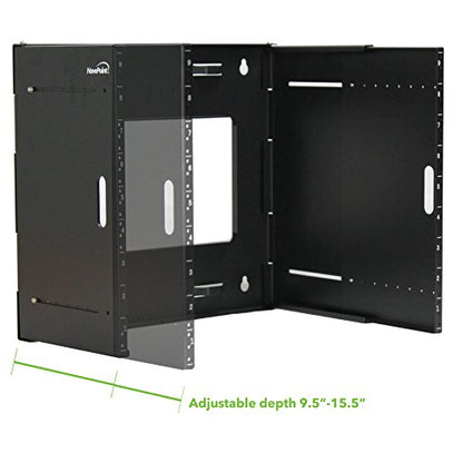NavePoint 9U Patch Panel Bracket Wall Mount Patch Panel Rack for 19” Networking Equipment – Expandable Mounting Depth 9.5” to 15.5” 4U IT Rack 40lbs Weight Capacity Pre-Assembled - size: 9U