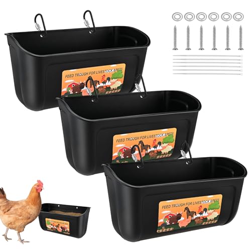 Cieex 3 Pack Hanging Chicken Feeder, Duck Feeder for Outside with Clips