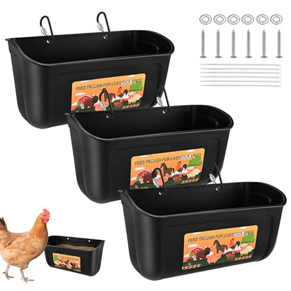 Cieex 3 Pack Hanging Chicken Feeder, Duck Feeder for Outside with Clips