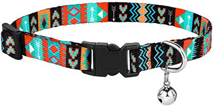 Tribal Aztec Cat Collar 2-Pack, Breakaway with Bell - color: Ethnic + Tribal