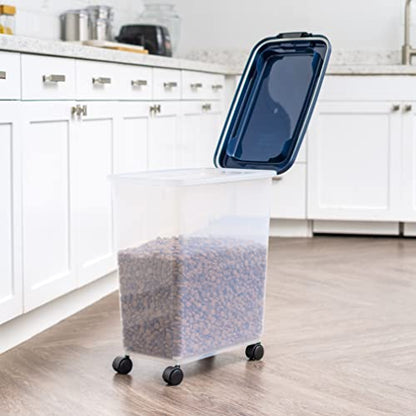 IRIS USA Dog Food Storage Container, Up to 40 lbs, Navy, Made in USA - color: Navy, size: 40 lbs