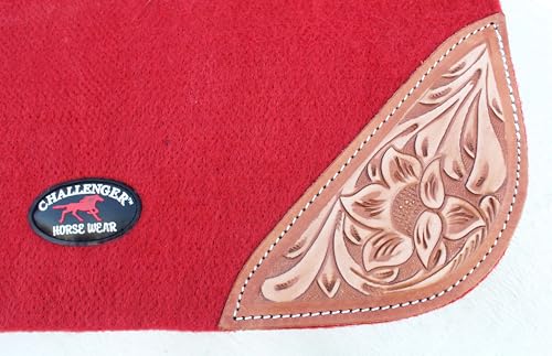 CHALLENGER Horse Saddle PAD Western Contoured Wool Felt Moisture Wicking Saddle Pad 39177 - color: Red Brown