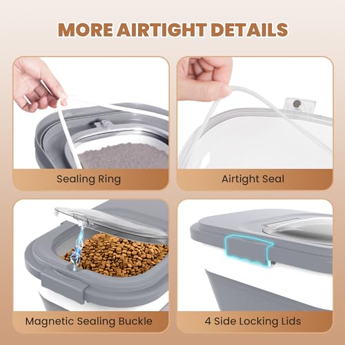 15-23Lbs Airtight Dog Food Storage Container,Collapsible Dog Food Container - color: Grey/23 LBS