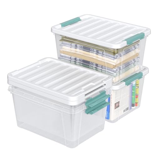 35 Qt Plastic Storage Bin with Lid, Clear Latch Storage Box, 4-Pack - size: 35 Qt