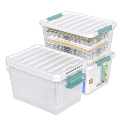 35 Qt Plastic Storage Bin with Lid, Clear Latch Storage Box, 4-Pack - size: 35 Qt