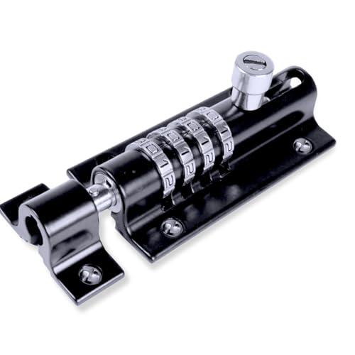 Combi-Bolt 4-Digit Combination Sliding Bolt Gate Lock, Secure Gates, Sheds, Windows, Doors, Barns, Fences, Iron or Wooden Gates, Equipment, Tools, Backyards, Livestock, and More (CB2000-BLACK) - color: Black