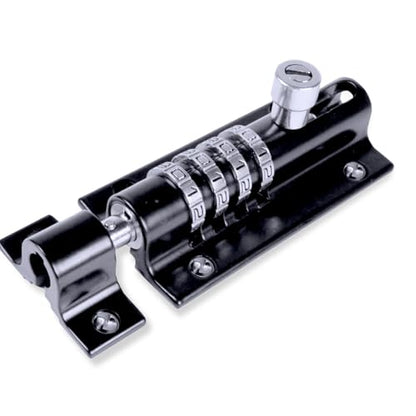 Combi-Bolt 4-Digit Combination Sliding Bolt Gate Lock, Secure Gates, Sheds, Windows, Doors, Barns, Fences, Iron or Wooden Gates, Equipment, Tools, Backyards, Livestock, and More (CB2000-BLACK) - color: Black