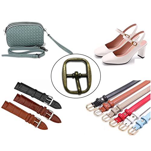 Honkenda 50pcs Single Prong Belt Buckle Metal Rectangle Prong Pin Shoe Needle Center Bar Buckle for Making Doll Clothes Shoes Bags Belt (Bronze Tone)