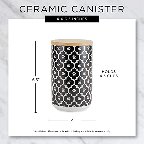 Bone Dry Ceramic Pet Treat Canister with Bamboo Lid, Dishwasher Safe, Countertop Storage, Keep Dog & Cat Treats Safe & Dry, 4x6.5", Blue Tile - color: Blue Tile, size: 4x6.5"