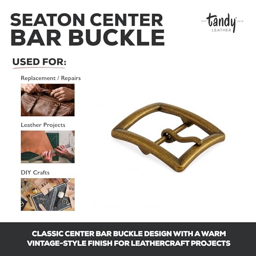 Tandy Leather Seaton Center Bar Buckle - Reliable Strap Buckle for Leather Belt Making Leather Craft Projects - Sturdy Metal Hardware for Belts, Guitar Straps, Bags - 1-1/2"