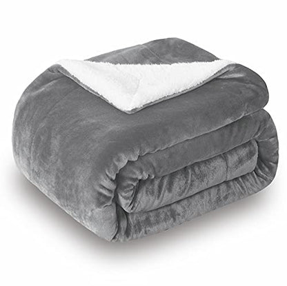 SOCHOW Sherpa Fleece Throw Blanket, Grey, 50x60 inches - color: Gray, size: 50"×60"