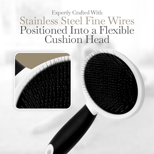 Fuller Brush Slicker Pet Brush - Angled Fine Steel Wires - Ergonomically Designed Rubberized Handle For Comfort & Control - Remove Shedding & Matted Hair - Tool For Grooming Dogs & Cat - size: Slicker