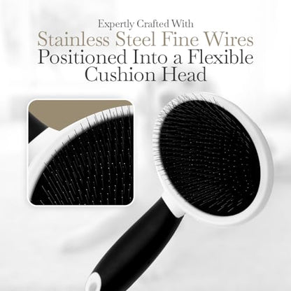 Fuller Brush Slicker Pet Brush - Angled Fine Steel Wires - Ergonomically Designed Rubberized Handle For Comfort & Control - Remove Shedding & Matted Hair - Tool For Grooming Dogs & Cat - size: Slicker