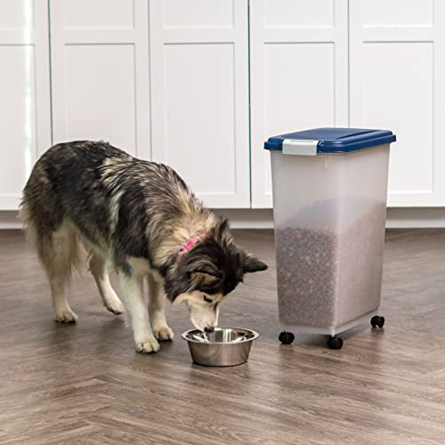 IRIS USA Dog Food Storage Container, Up to 38 lbs, Navy, Made in USA - color: Navy, size: 38 lbs