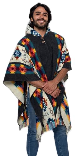 Alpaca Land, Handmade Ecuadorean Alpaca Wool Ponchos - color: Grey Ambato