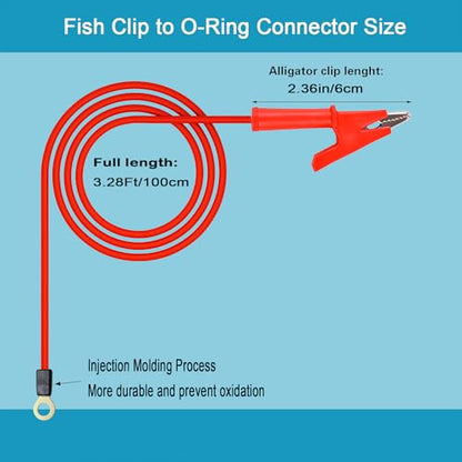 Electric Fence Wire Connect 3.28 ft Electric Fence Jumper Wires | Electric Fence Wire Connectors Jumper Leads Cable with Alligator Clips for Energizer and, Electric Fence Tester (TH 12A 1m)