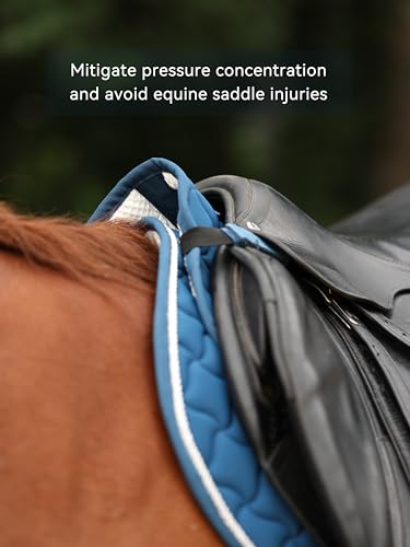 Harrison Howard English Half Pad Non-Slip Moisture-Wicking Shock Absorbing Horse Saddle Pad for Jumping Training Eventing - color: Peacock Blue
