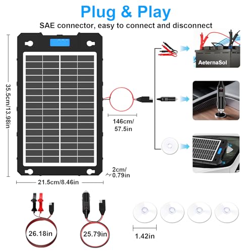 7.5W Solar Car Battery Charger 12V Portable Waterproof Solar Panel Trickle Charger Maintainer with Smart PWM for Car, Automotive, Motorcycle, Boat, Marine, RV,Trailer, Snowmobile, etc. - color: 7.5W PWM Solar Battery Charger