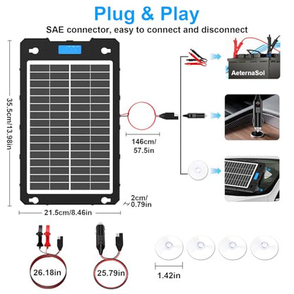 7.5W Solar Car Battery Charger 12V Portable Waterproof Solar Panel Trickle Charger Maintainer with Smart PWM for Car, Automotive, Motorcycle, Boat, Marine, RV,Trailer, Snowmobile, etc. - color: 7.5W PWM Solar Battery Charger