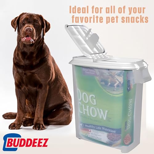 Buddeez Airtight Rolling Pet Food Storage Container, Bird Seed, 50 Quart - color: White Lid, size: 1 Pack (50 Quart)