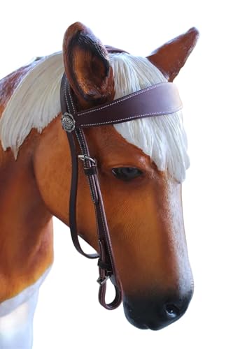 CHALLENGER Latigo Leather Western Bridle with Roller Adjustable Horse Headstall 78JBridle - color: Latigo Broad Browband, size: Pony