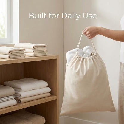 Urban Villa Laundry Bags 4-Pack 28”x36" Extra-Large Cotton Canvas Heavy Duty Washable Durable Travel Laundry Sacks with Drawstring Closure Reusable Hamper Liners for Dirty Clothes Delicates & Lingerie