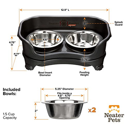 Neater Feeder Express Mess Proof Dog Bowls Elevated for Small Breeds Under 15 Lb, Made in USA, No Spill Raised Dog Food Bowl Stand, Stainless Steel Food and Water Bowl Set, Feeding Station, Black - color: Midnight Black, size: Small w/ Standard Bowls