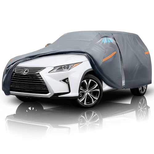 Waterproof RX350 RX 350/RX300/330/350L(2015-2026) Car Cover with Breathable Vents, [Upgrade] Premium Covers with Cotton Liner and Zipper Door,Sun Rain Snow Dust Uv Protection.(Gift with Towel) - color: Lexus, size: Custom Fit Lexus RX+Towel+Bag