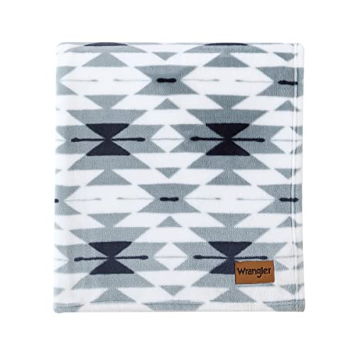 Wrangler - Soft Plush Throw Blanket for Bed & Couch, 50x70 - color: Navajo Blue, size: 50" x 70"