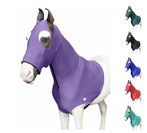 Majestic Ally Stretch Lycra Horse Hood with Zipper… - color: Purple, size: Small