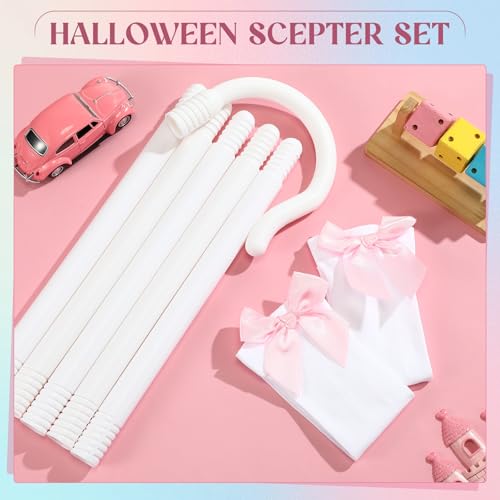 Jiuguva Halloween Costume Accessory Plastic Prop Staff Cane Women's Halloween Shepherd's Crook Costume Set - color: White