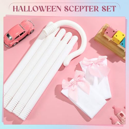 Jiuguva Halloween Costume Accessory Plastic Prop Staff Cane Women's Halloween Shepherd's Crook Costume Set - color: White