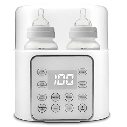 Baby Bottle Warmer 9-in-1 Multifuntion Breast Milk Warmer, Fast Baby Food Heater and Defrost Warmer with Timer for Twins, LCD Display Accurate Temperature Adjustment, 24H Constant Mode - color: Bright White