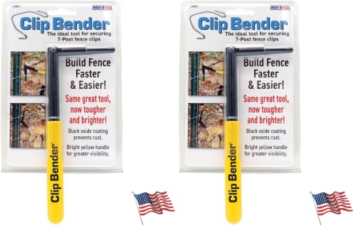Clip Bender - Made in the USA - Steel tool used for securing T-Post fence clips - Comfortable yellow rubber grip - Black oxide coating to prevent rust. From LockNLube. (Pack of 2) - size: One-size (Pack of 2)