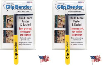 Clip Bender - Made in the USA - Steel tool used for securing T-Post fence clips - Comfortable yellow rubber grip - Black oxide coating to prevent rust. From LockNLube. (Pack of 2) - size: One-size (Pack of 2)