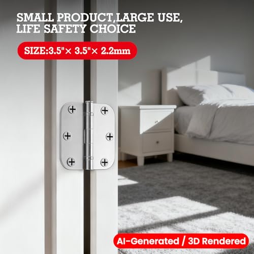 TDCHINGES Rounded Door Hinges Polished Chrome 3.5 Inch 5/8" Lasting Mute - color: Polished Chrome-Rounded, size: 1 Pack-Ball Bearing-lasting no squeak