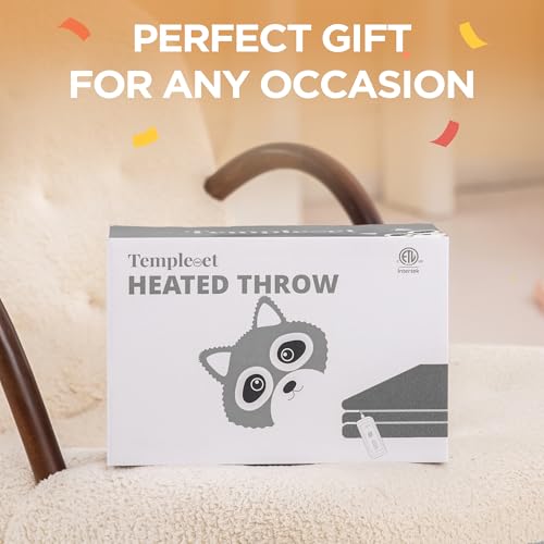 Templewet Heated Blanket Throw 50" x 60",Soft Electric Blanket,Gray | Timer Settings,Auto Off,Soft Sherpa Heated Throw Blanket,Machine Washable,Fast Heating for Sofa Bed Office Use,Gifts for Mom - color: Dark Gray