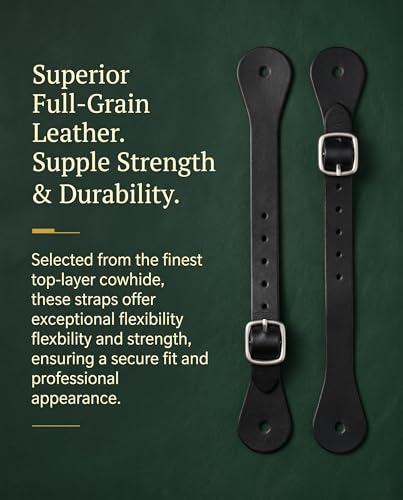 Western Cowboy Spurs Paired with 6 Holes Spurs Belt, Stainless Steel Western Horse Spurs with Rotatable Gear Leather Spur Straps Retro Fine Workmanship Men Women Horse Boot Spurs for Equestrian