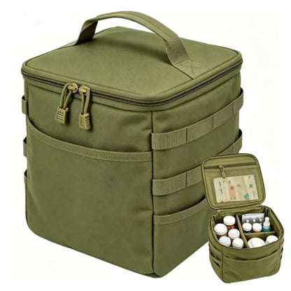 Travel Medicine Bag,Medication Pill Bottle Organizer Empty Case - color: Square Green