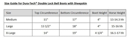 Dura-Tech Double Lock Bell Boots with Sheepskin | Ideal for Sensitive Horses | Secure Double Lock Closure | Heavy-Duty Rubber Protection - size: Large
