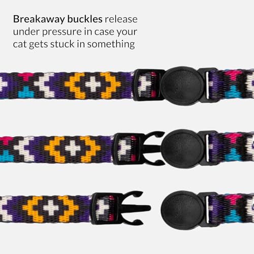 Aztec Pattern Cat Collar 2-Pack, Breakaway (Orange + Purple) - color: Orange & Purple