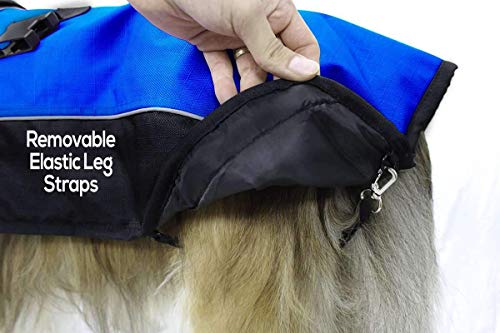 Derby Originals Safety Reflective 1200D Ripstop Waterproof Nylon Winter Dog Coat with Removable Neck Cover and Two Year Warranty - 220g Polyfil Insulation (17", Purple/Grey) - color: Charcoal/Purple, size: 17"