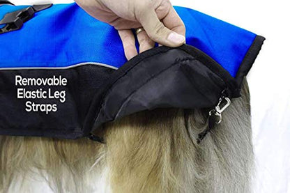 Derby Originals Safety Reflective 1200D Ripstop Waterproof Nylon Winter Dog Coat with Removable Neck Cover and Two Year Warranty - 220g Polyfil Insulation (17", Purple/Grey) - color: Charcoal/Purple, size: 17"