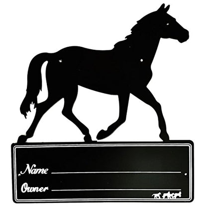 Black Heavy Duty Steel Large Horse Stall Stable Name Plate Horses