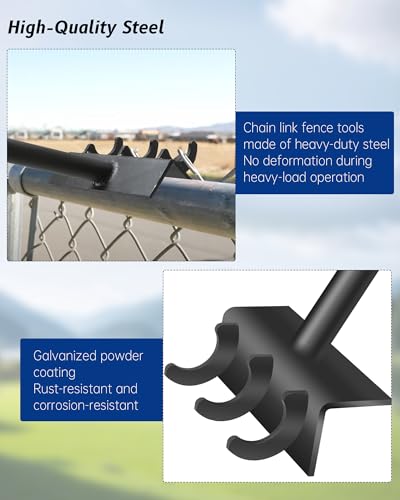 Chain Link Fence Heavy Duty Top Rail Fabric Hanging Tool, 15.7 Inch Chain Link Fence Tools with Anti Slip Handle Including Connection Hook Fit for Fixing Fences on Farms, Pastures, Garden Barriers - size: Black