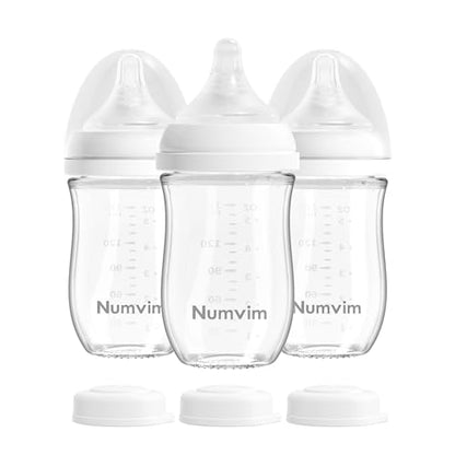 Natural Glass Baby Bottles Gentle & Slow Flow, Newborn Breastfeeding Bottle with Anti Colic Nipple for 0 Months Babies, 3 Packs (White (5 Ounce), 1 Count (Pack of 3)) - color: White (5 Ounce)