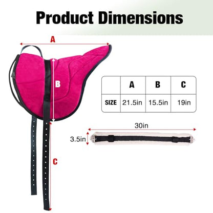 Harrison Howard Equestrian Saddle Pad Horse Riding Pad Bareback Pad with Girth - color: Rose Pink