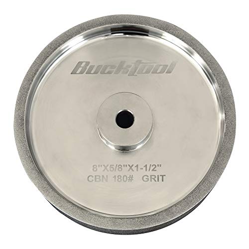BUCKTOOL 180 Grit 8-Inch CBN Grinding Wheel, 1.5-Inch Wide, 5/8-Inch Arbor - style: 180Grit, 1.5" Wide